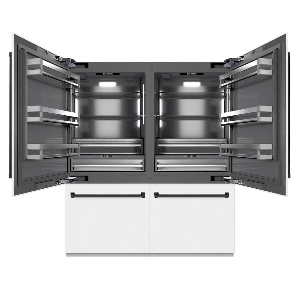 Autograph Edition 72 In. 39.6 Cu. Ft. French Door Built-in Bottom Freezer Refrigerator With Water Dispensers And Ice Makers In White Matte With Graphite Gray Interior And Matte Black Accents