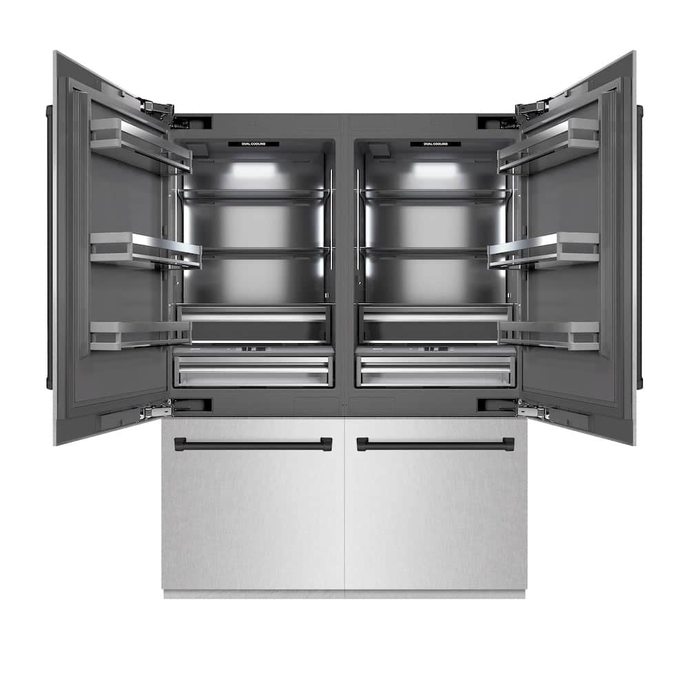 Autograph Edition 60 In. 32.2 Cu. Ft. French Door Built-in Bottom Freezer Refrigerator With Water Dispenser And Ice Maker In Satin Stainless Steel With Graphite Gray Interior And Matte Black Accents