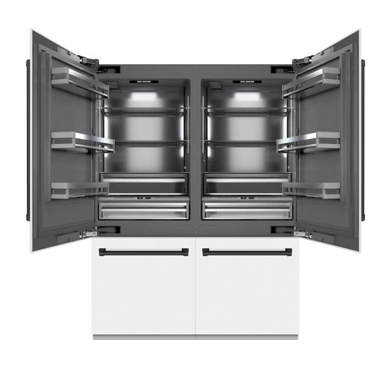 Autograph Edition 60 In. 32.2 Cu. Ft. French Door Built-in Bottom Freezer Refrigerator With Water Dispenser And Ice Maker In White Matte With Graphite Gray Interior And Matte Black Accents