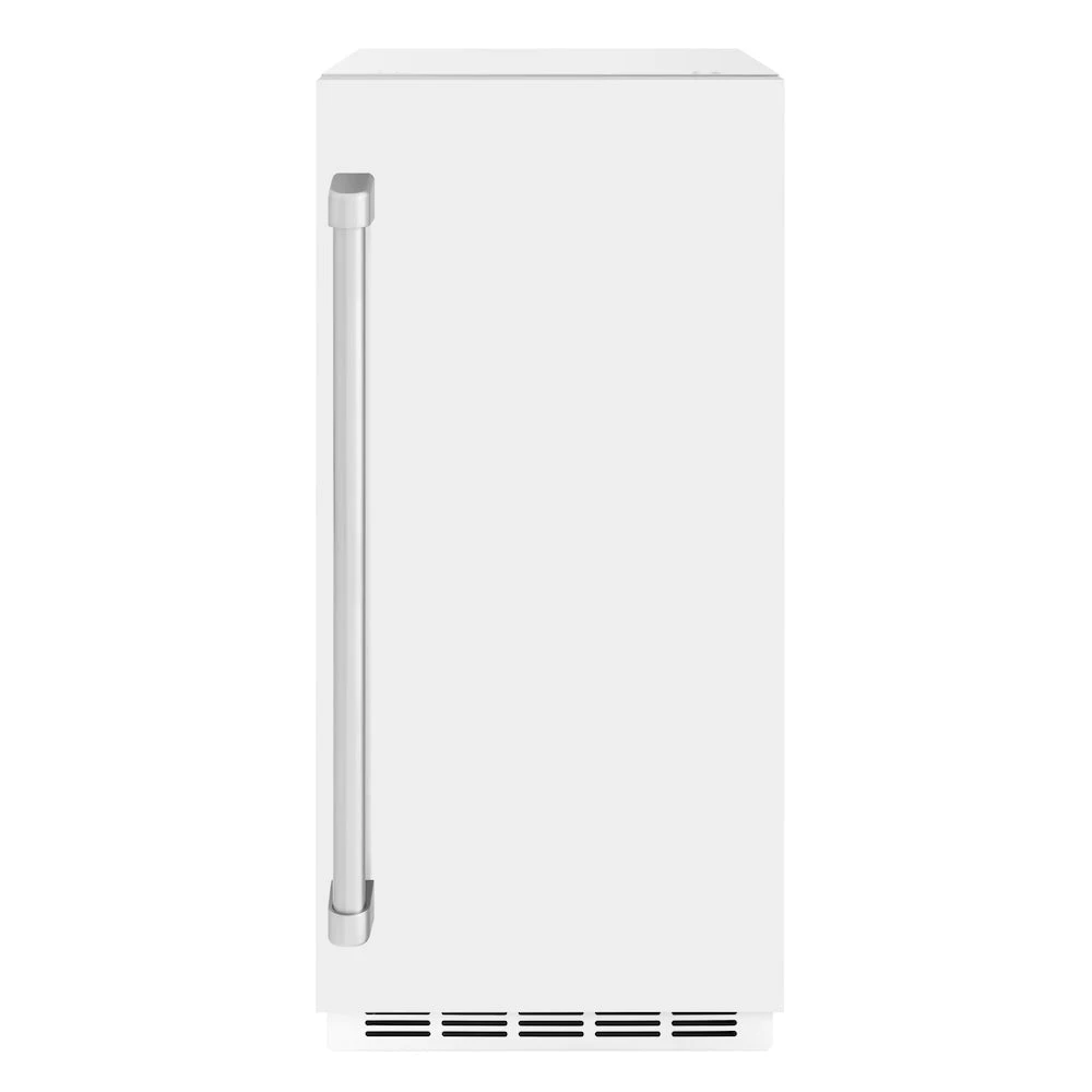15 In. Touchstone Clear Cube Ice Maker With Drain Pump And White Matte Door