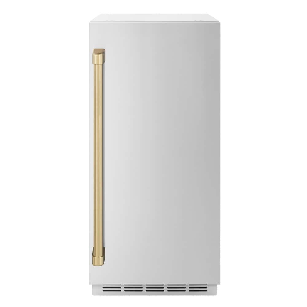 Autograph Edition 15 In. Touchstone Clear Cube Ice Maker With Drain Pump And Solid Stainless Steel Door With Champagne Bronze Handle