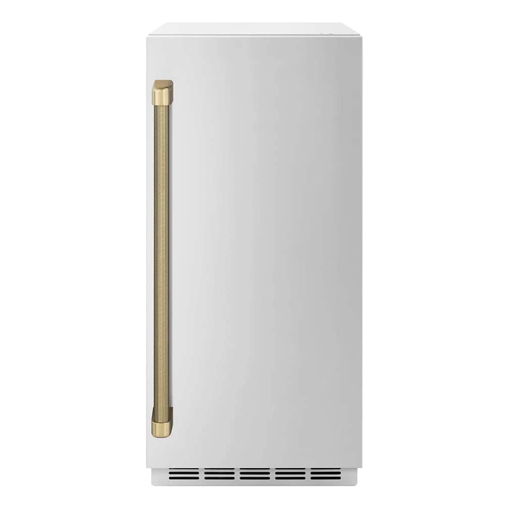 Autograph Edition 15 In. Touchstone Clear Cube Ice Maker With Drain Pump And Solid Stainless Steel Door With Champagne Bronze Helix Handle