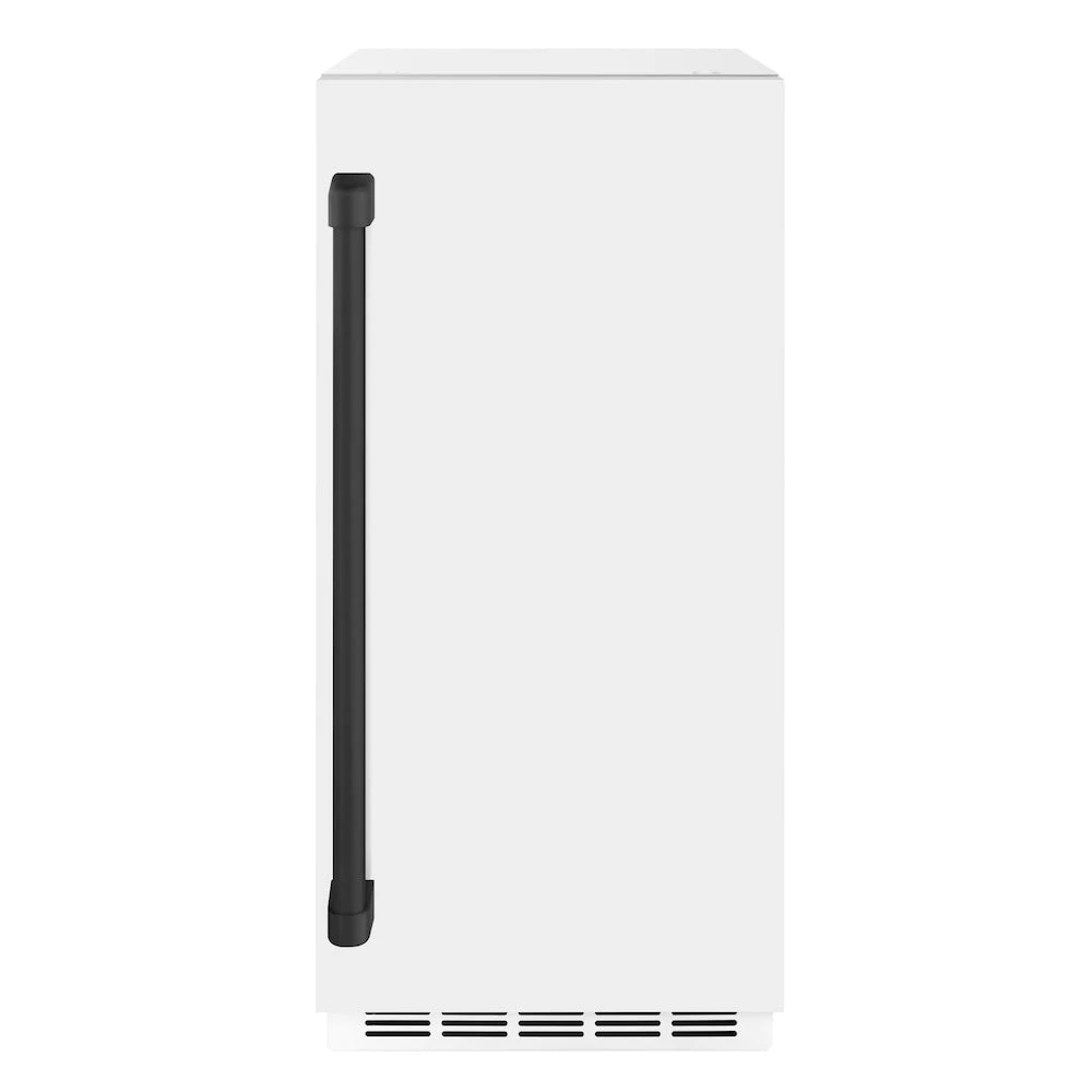 Autograph Edition 15 In. Touchstone Gourmet Ice Maker With Drain Pump And White Matte Door With Matte Black Handle