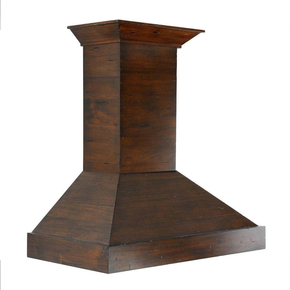 48 In. Convertible Vent Wooden Wall Mount Range Hood In Walnut