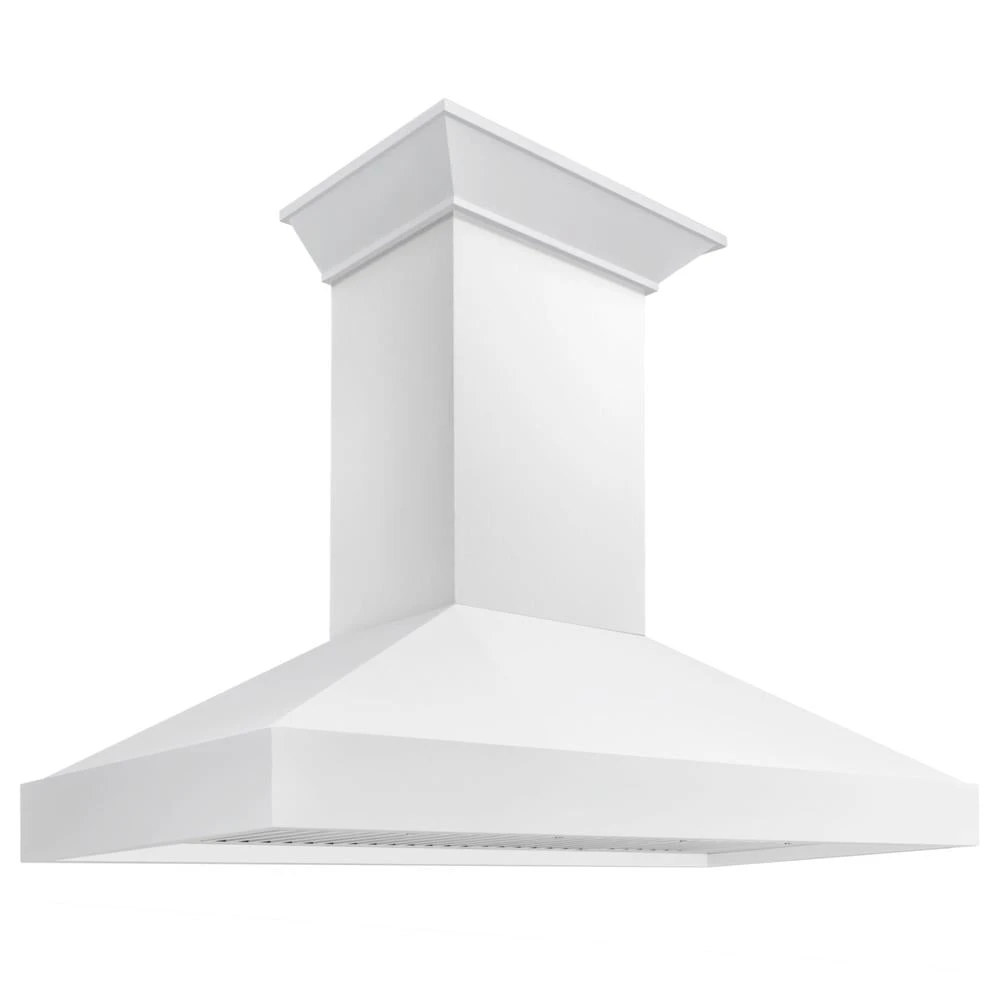 48 In. Wooden Wall Mount Range Hood In Smooth Bright White Finish