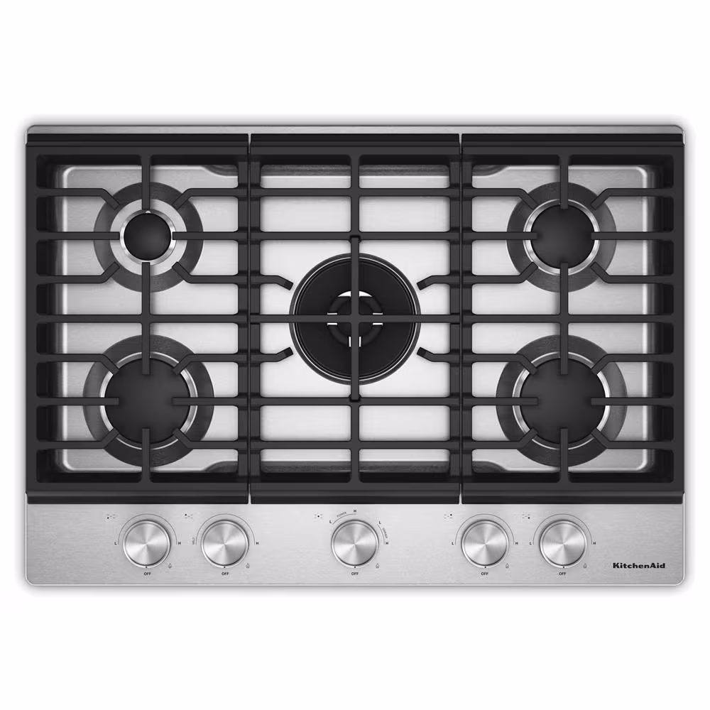 30 In. Gas Cooktop With 5 Burners And Integrated Wok Grate