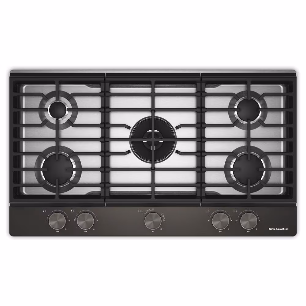 36 in. Gas Cooktop with 5 Burners and Integrated Wok Grate