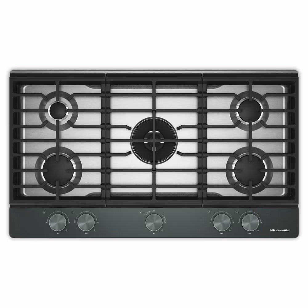 36 in. Gas Cooktop with 5 Burners and Integrated Wok Grate