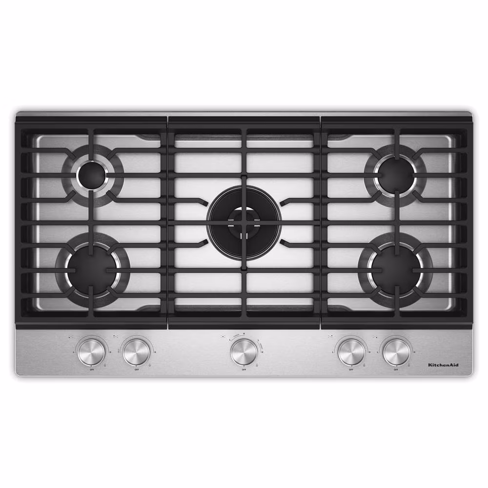 36 In. Gas Cooktop With 5 Burners And Integrated Wok Grate