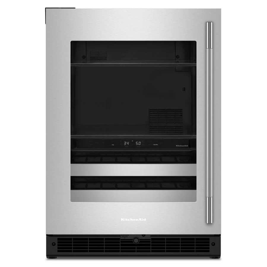 24" Beverage Center With Glass Door And Metal-front Racks