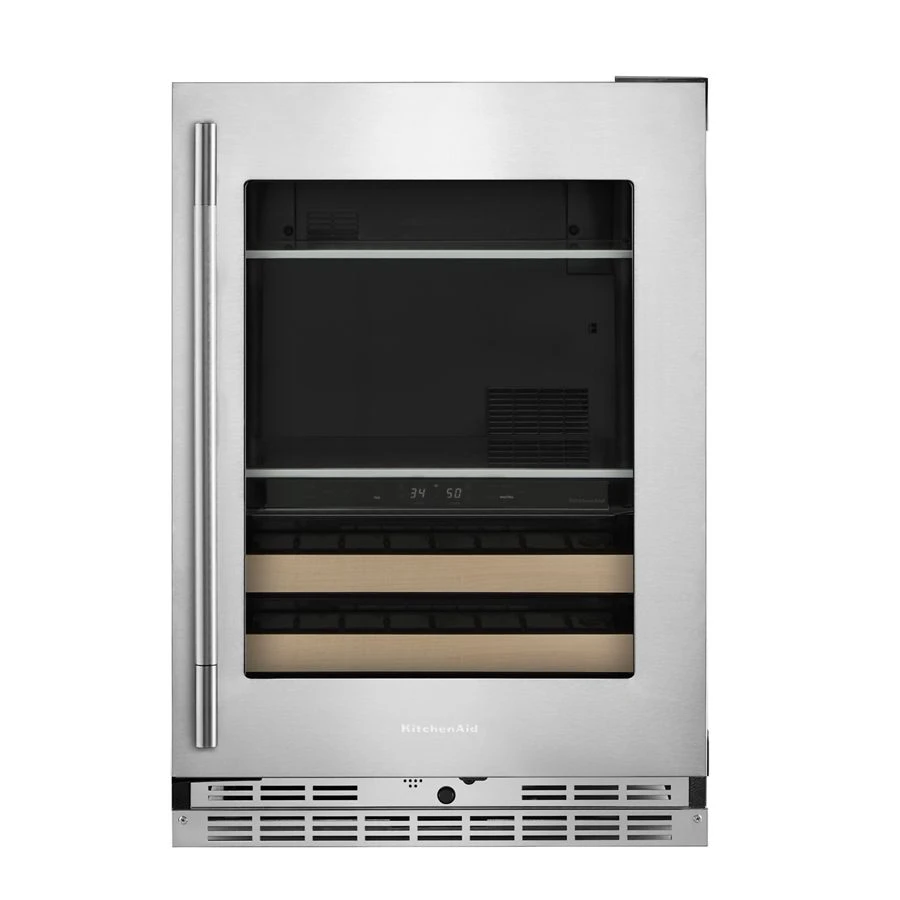 24" Beverage Center With Glass Door And Wood-front Racks
