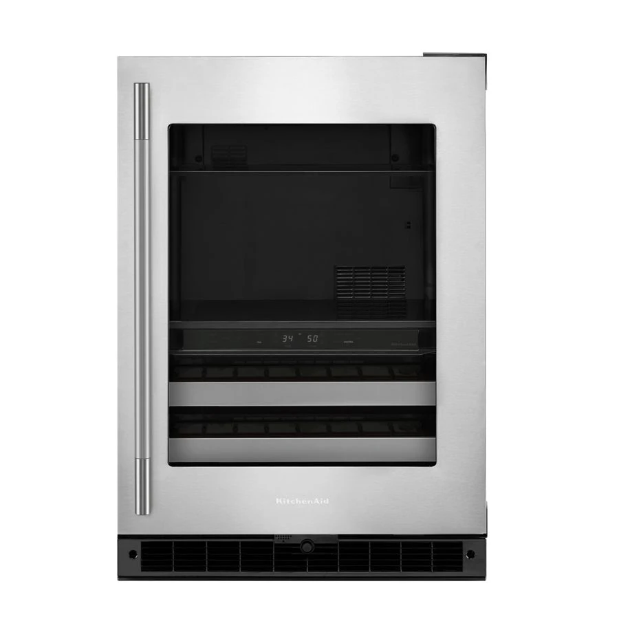 24" Beverage Center With Glass Door And Metal-front Racks