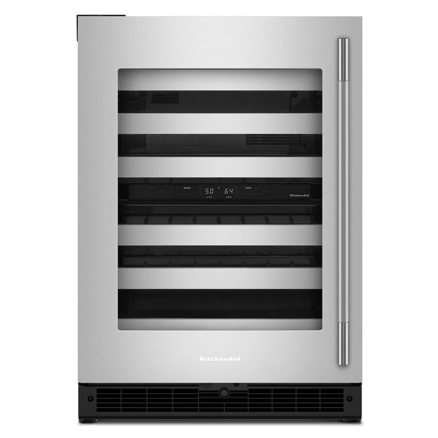 24-Inch Undercounter Wine Cellar with 46-Bottle Capacity and Metal-Front Racks in Stainless Steel