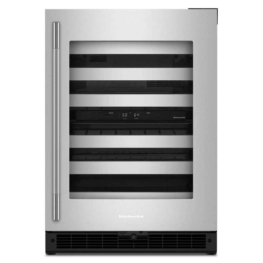 24-Inch Undercounter Wine Cellar with 46-Bottle Capacity and Metal-Front Racks in Stainless Steel