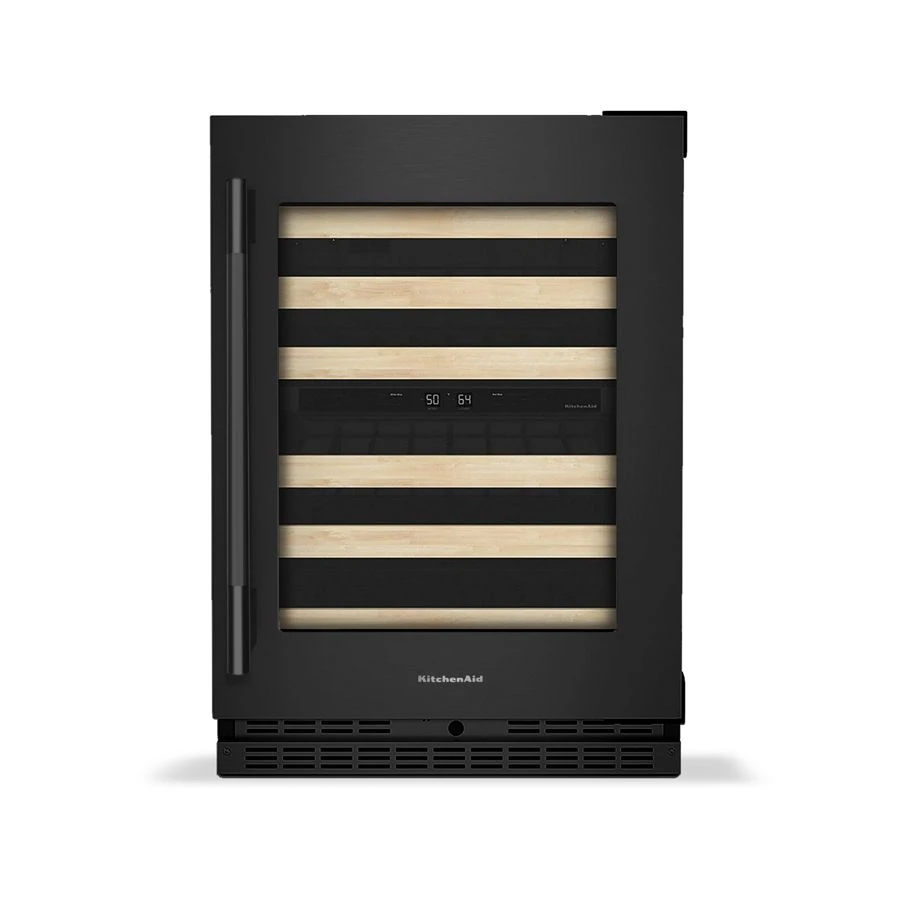 24-Inch Undercounter Wine Cellar with Right Door Swing and 46-Bottle Capacity with Full-Extension Wood-Front Racks in