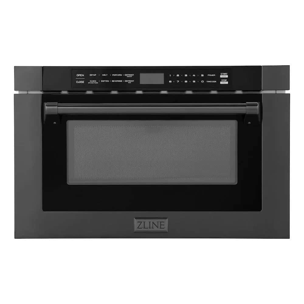 24 In. 1.2 Cu. Ft. Built-in Microwave Drawer With A Traditional Handle In Black Stainless Steel