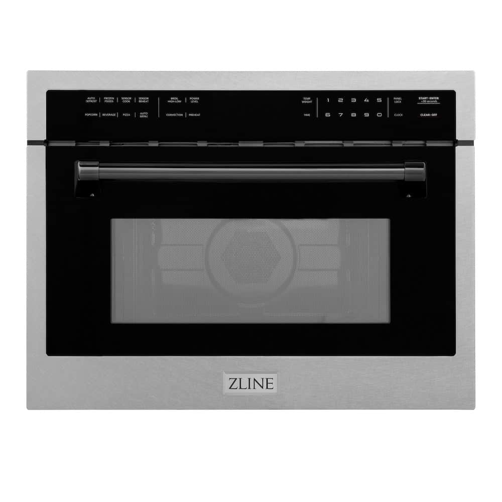 Autograph Edition 24 In. 1.6 Cu Ft. Built-in Convection Microwave Oven In Satin Stainless Steel With Matte Black Accents
