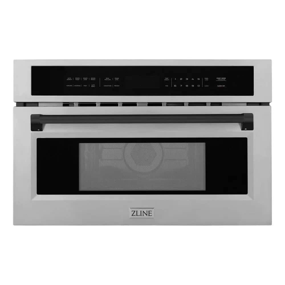 Autograph Edition 30 In. 1.6 Cu Ft. Built-in Convection Microwave Oven In Stainless Steel With Matte Black Accents