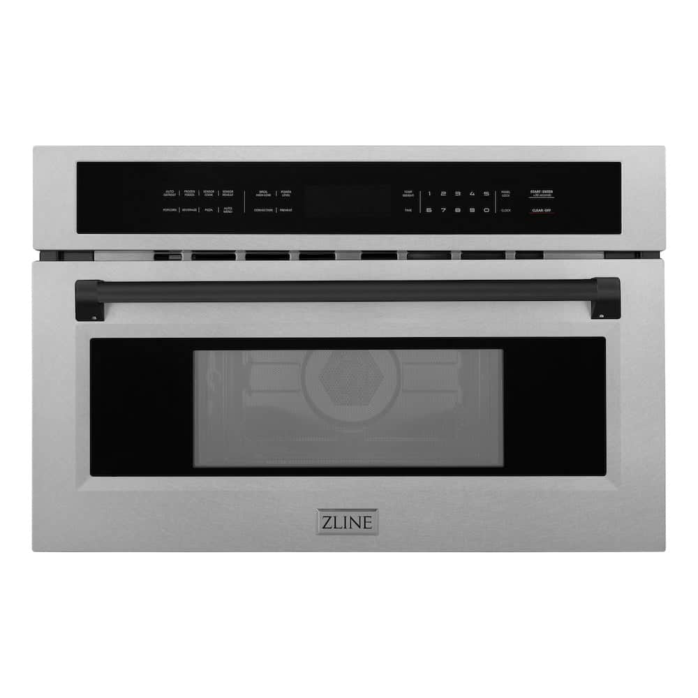 Autograph Edition 30 In. 1.6 Cu Ft. Built-in Convection Microwave Oven In Satin Stainless Steel And Matte Black Accents