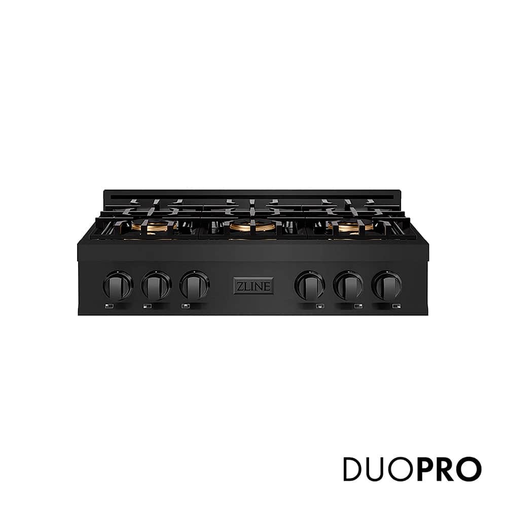 36 In. Classic Gas Rangetop With 6 Burner Duopro™ Cooktop In Black Stainless Steel