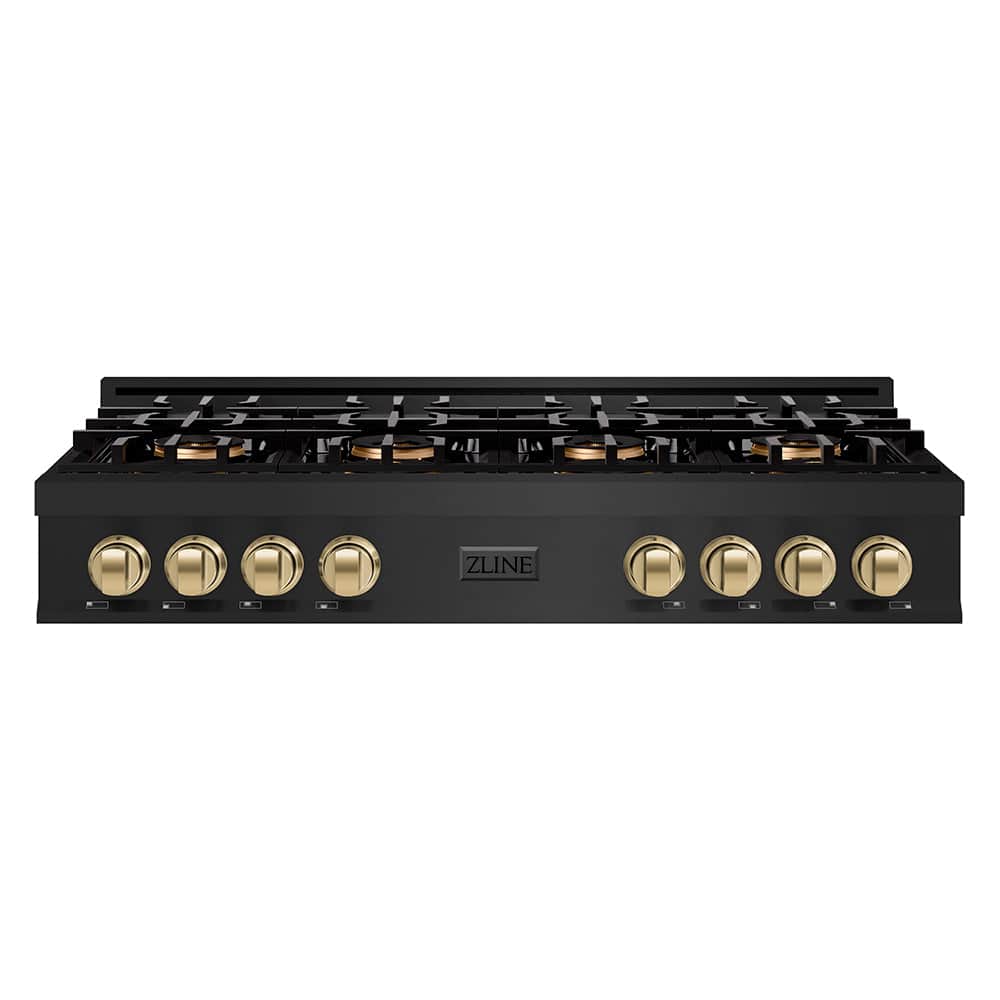 Autograph Edition 48 In. Classic Gas Rangetop With 8 Burner Duopro™ Cooktop In Black Stainless Steel And Champagne Bronze Accents