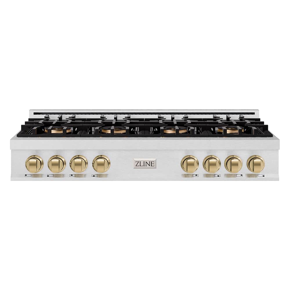 Autograph Edition 48 In. Classic Gas Rangetop With 8 Burner Duopro™ Cooktop In Satin Stainless Steel And Champagne Bronze Accents