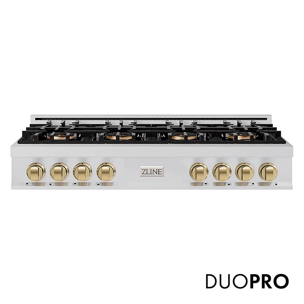 Autograph Edition 48 In. Classic Gas Rangetop With 8 Burner Duopro™ Cooktop In Stainless Steel And Champagne Bronze Accents