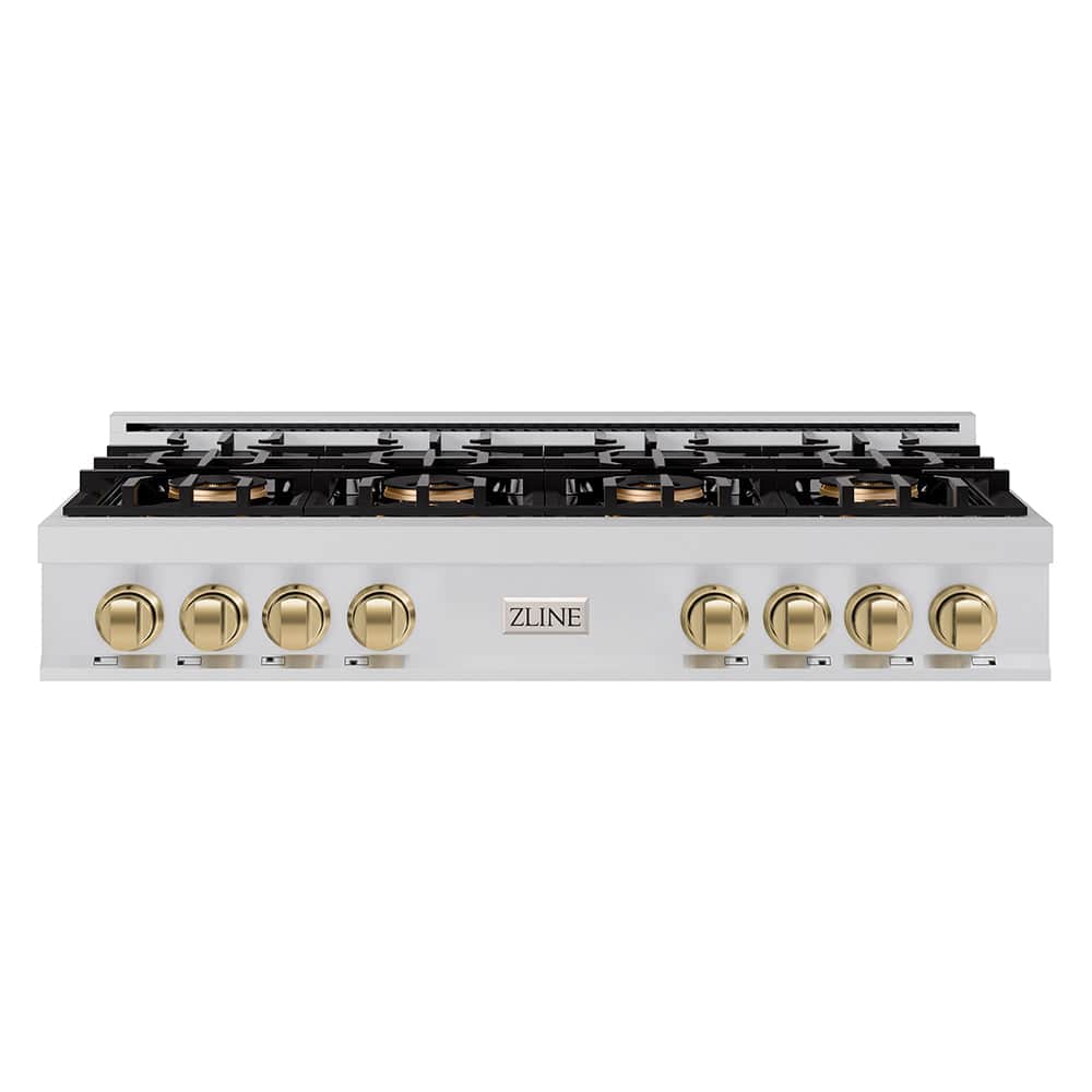 Autograph Edition 48 In. Classic Gas Rangetop With 8 Burner Duopro™ Cooktop In Stainless Steel And Champagne Bronze Accents