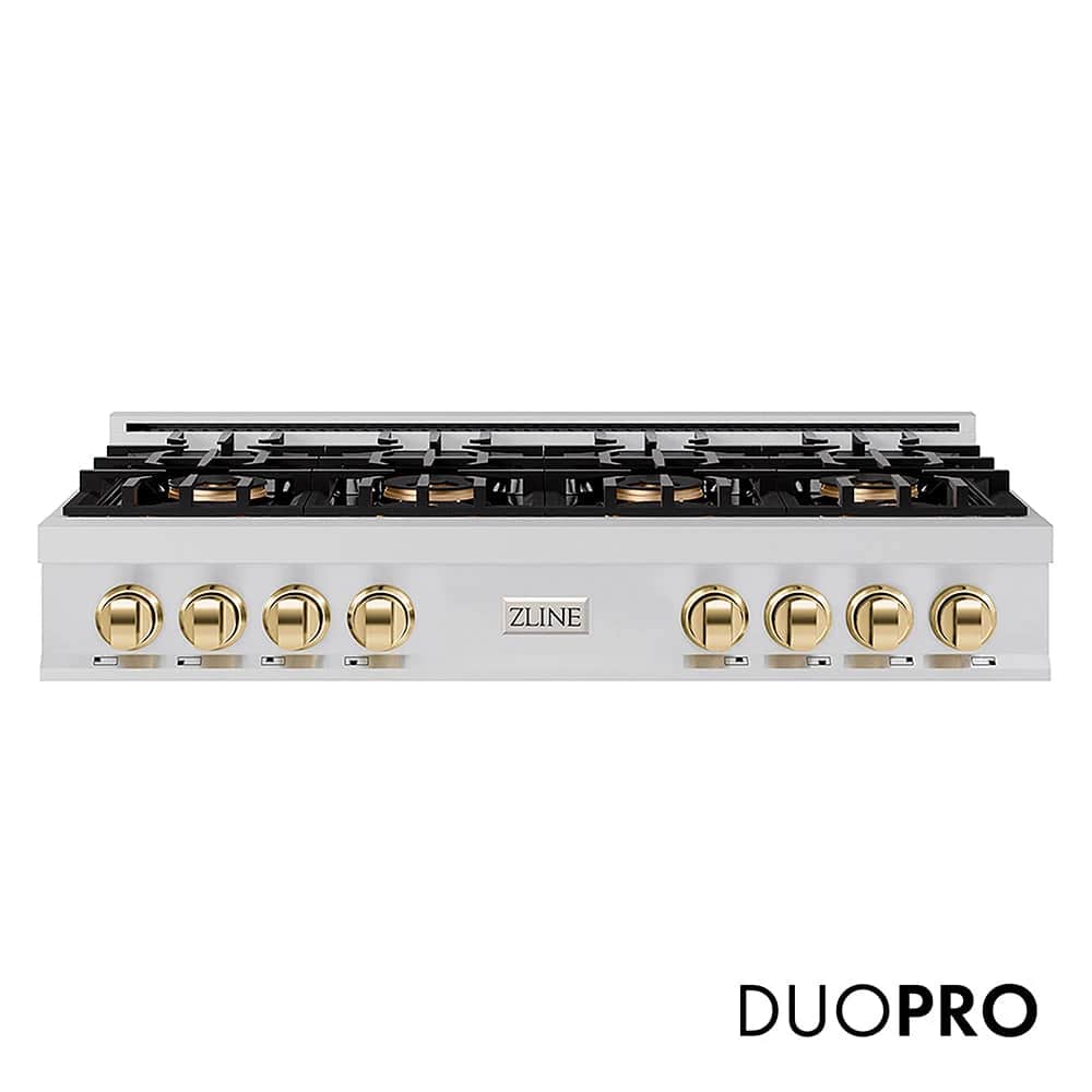 Autograph Edition 48 In. Classic Gas Rangetop With 8 Burner Duopro™ Cooktop In Stainless Steel And Polished Gold Accents