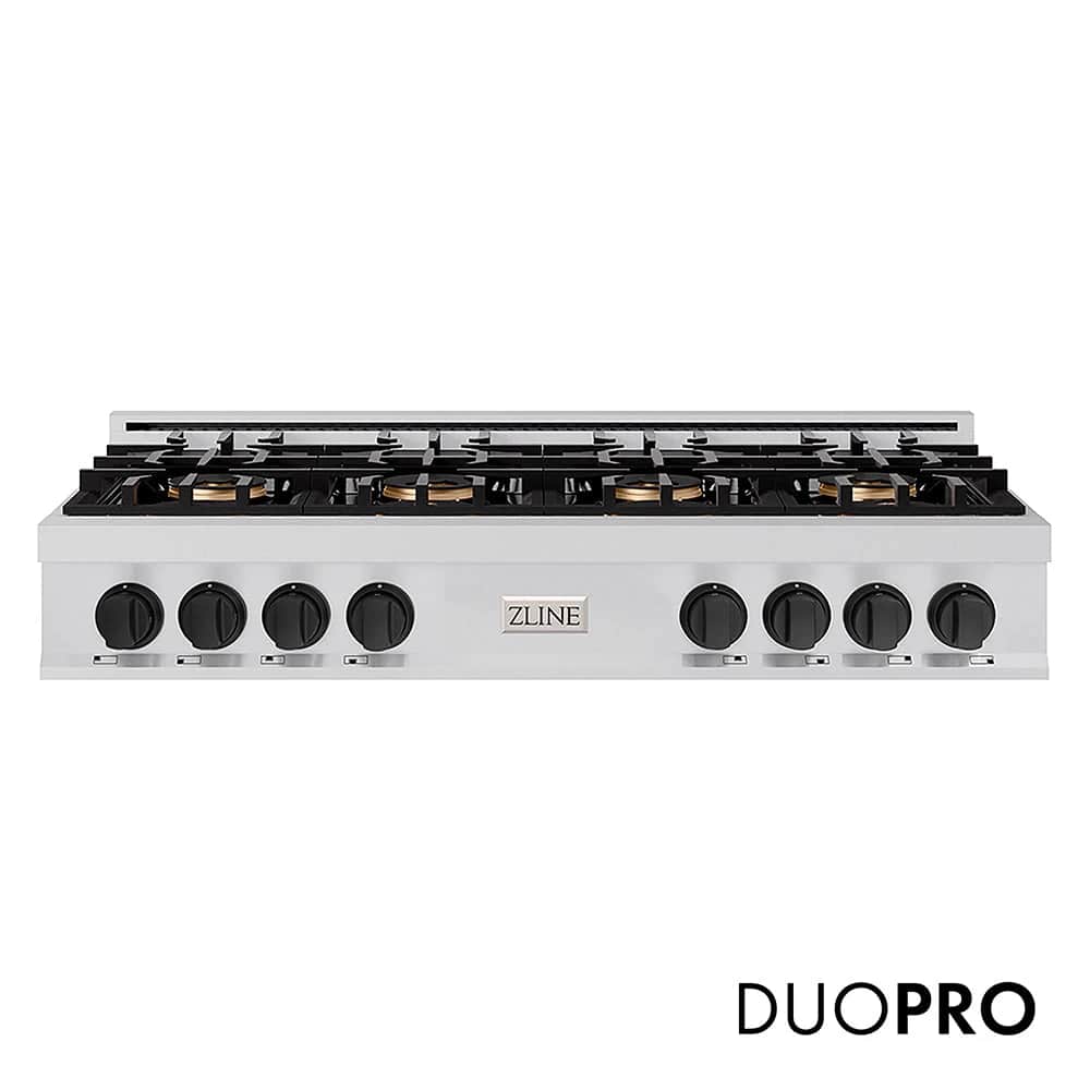 Autograph Edition 48 In. Classic Gas Rangetop With 8 Burner Duopro™ Cooktop In Stainless Steel And Matte Black Accents