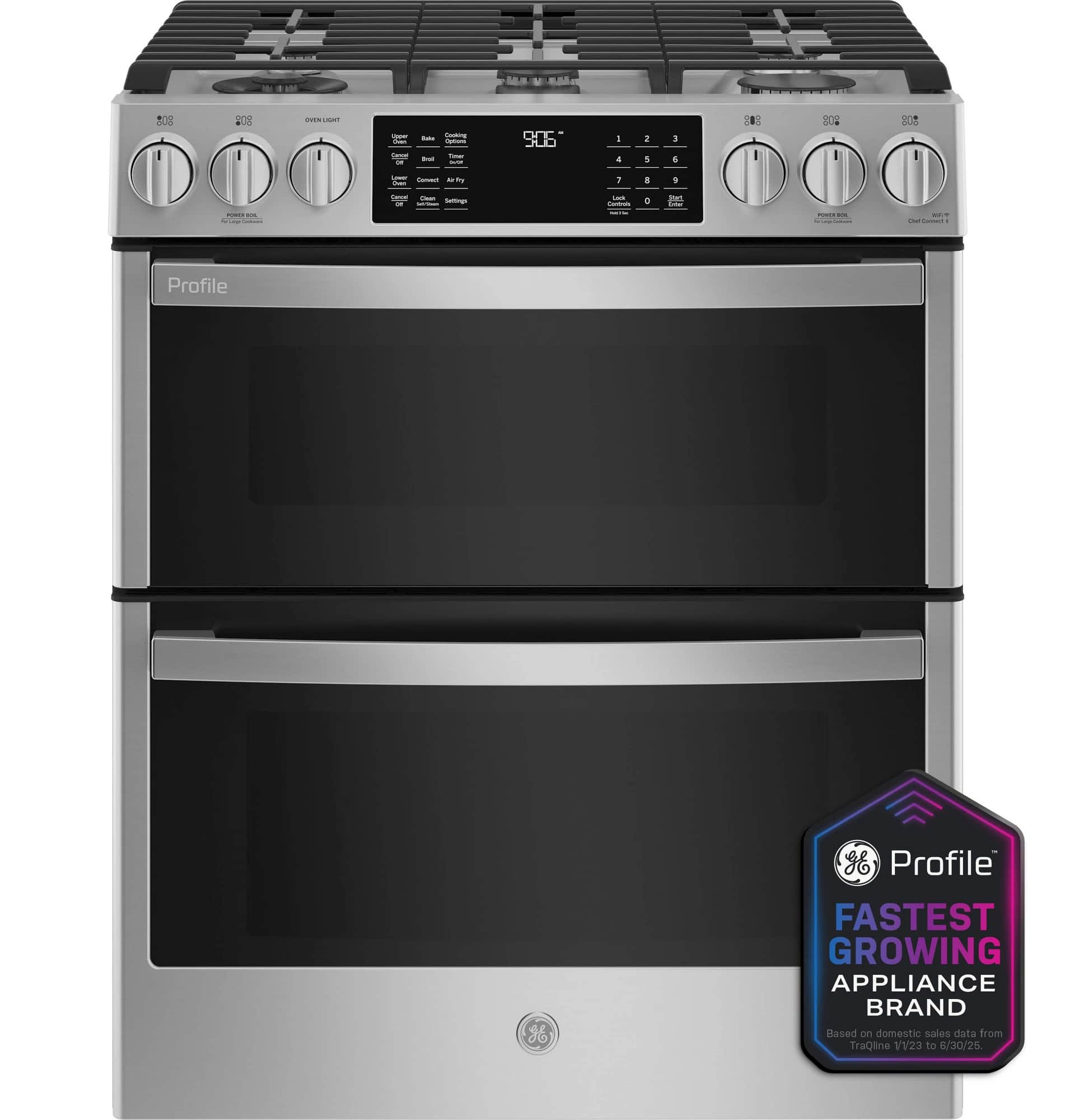 30" Smart Slide-In Front-Control Gas Double Oven Convection Fingerprint Resistant Range
