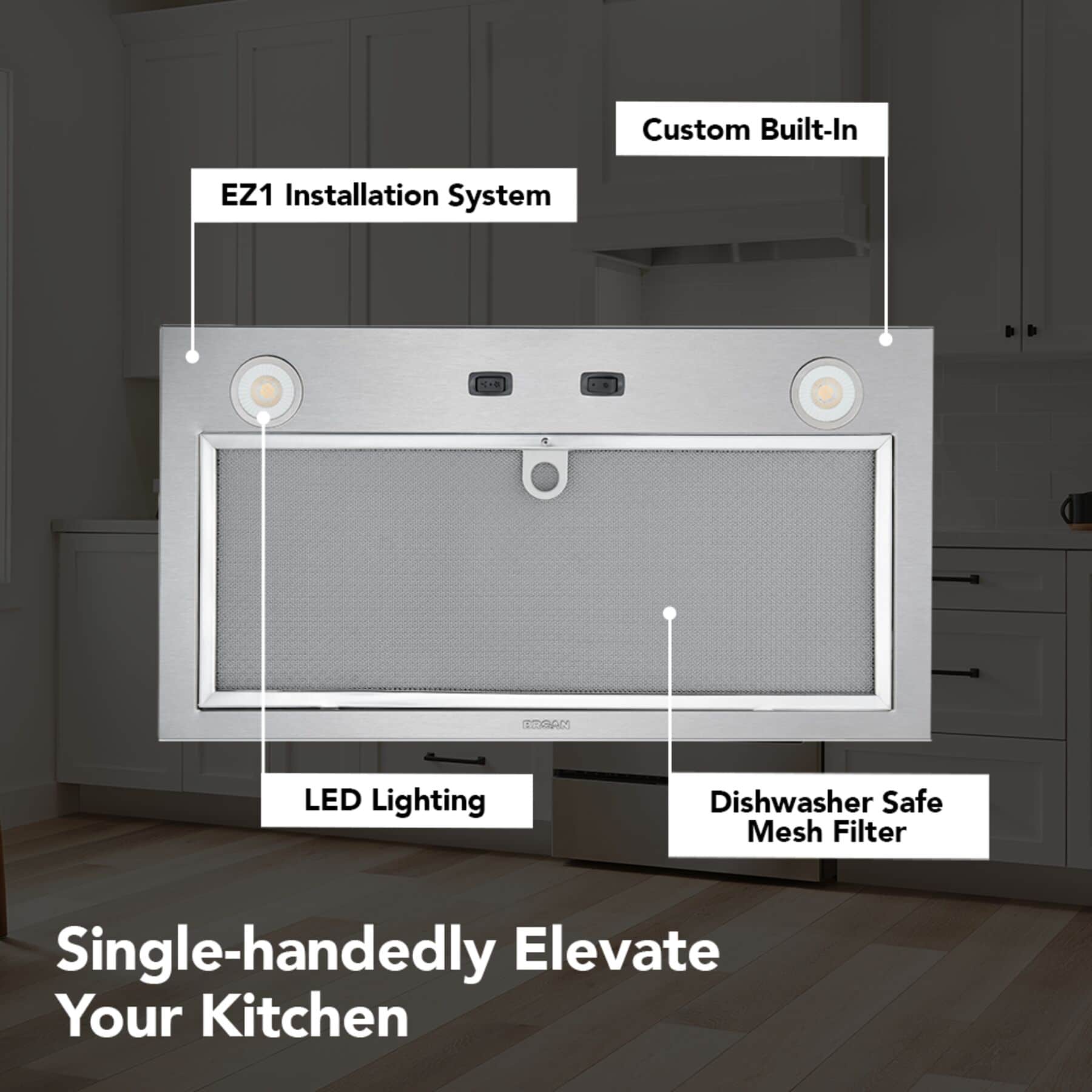 21-Inch Custom Range Hood Power Pack Insert w/ Easy Install System, 300 Max Blower CFM