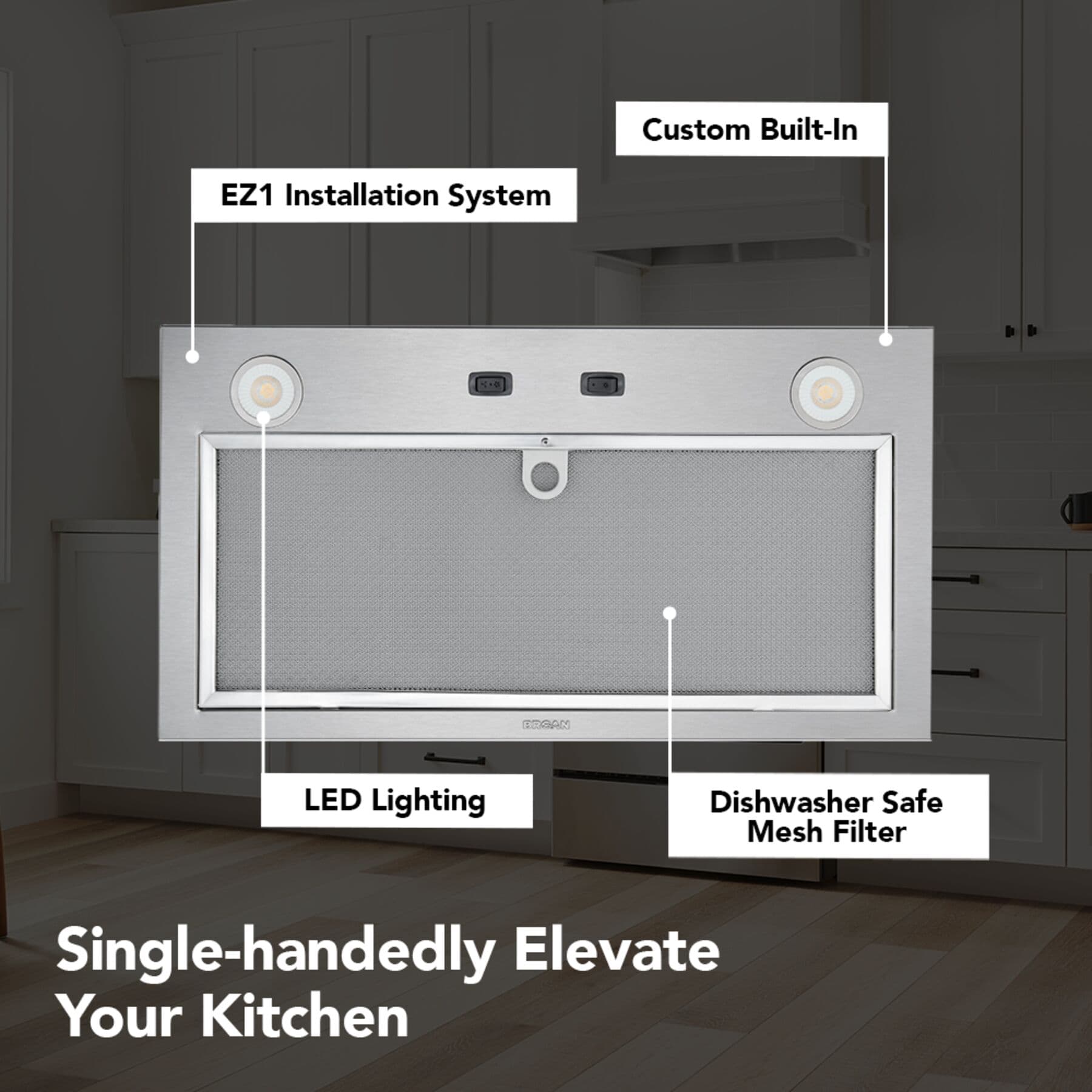 21-Inch Custom Range Hood Power Pack Insert w/ Easy Install System, 300 Max Blower CFM
