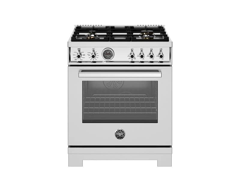 30 inch Dual Fuel Range, 4 Brass Burners, Electric Self-Clean Oven