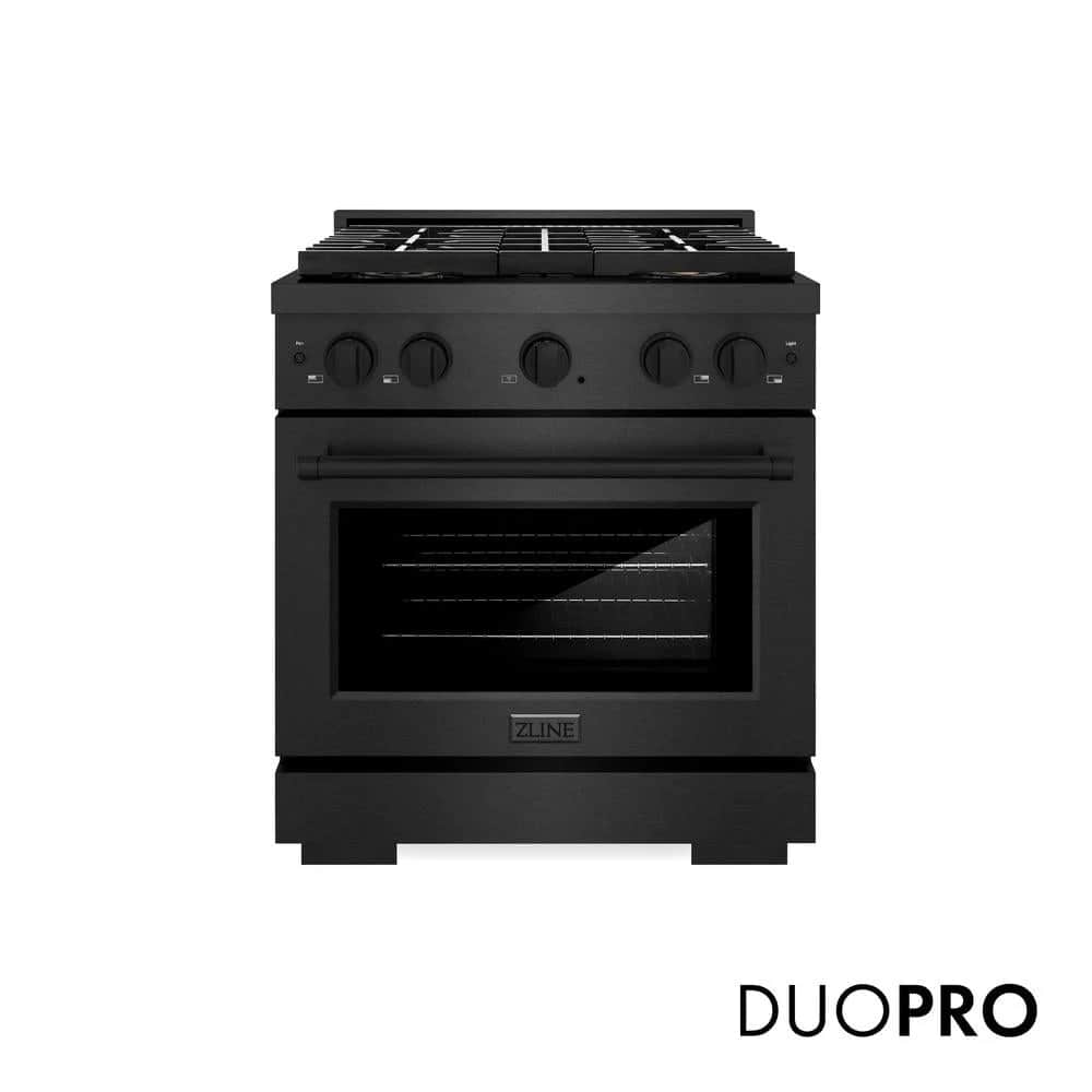 30 In. 4.2 Cu. Ft. Paramount Dual Fuel Range With 4 Burner Duopro™ Cooktop And Electric Convection Oven In Black Satin Stainless Steel