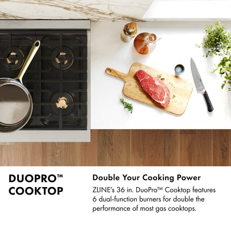 Autograph Edition 36 In. 5.2 Cu. Ft. Paramount Dual Fuel Range With 6 Burner Duopro™ Cooktop And Electric Convection Oven In Stainless Steel And Champagne Bronze Accents