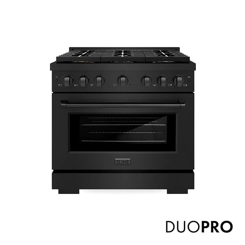 36 In. 5.2 Cu. Ft. Paramount Gas Range With 6 Burner Duopro™ Cooktop And Convection Gas Oven In Black Stainless Steel