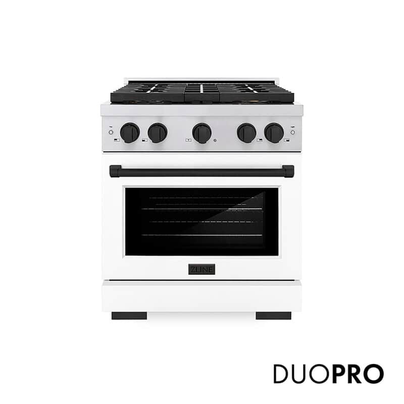 Autograph Edition 30 In. 4.2 Cu. Ft. Paramount Gas Range With 4 Burner Duopro™ Cooktop And Convection Gas Oven In Stainless Steel With White Matte Door And Matte Black Accents