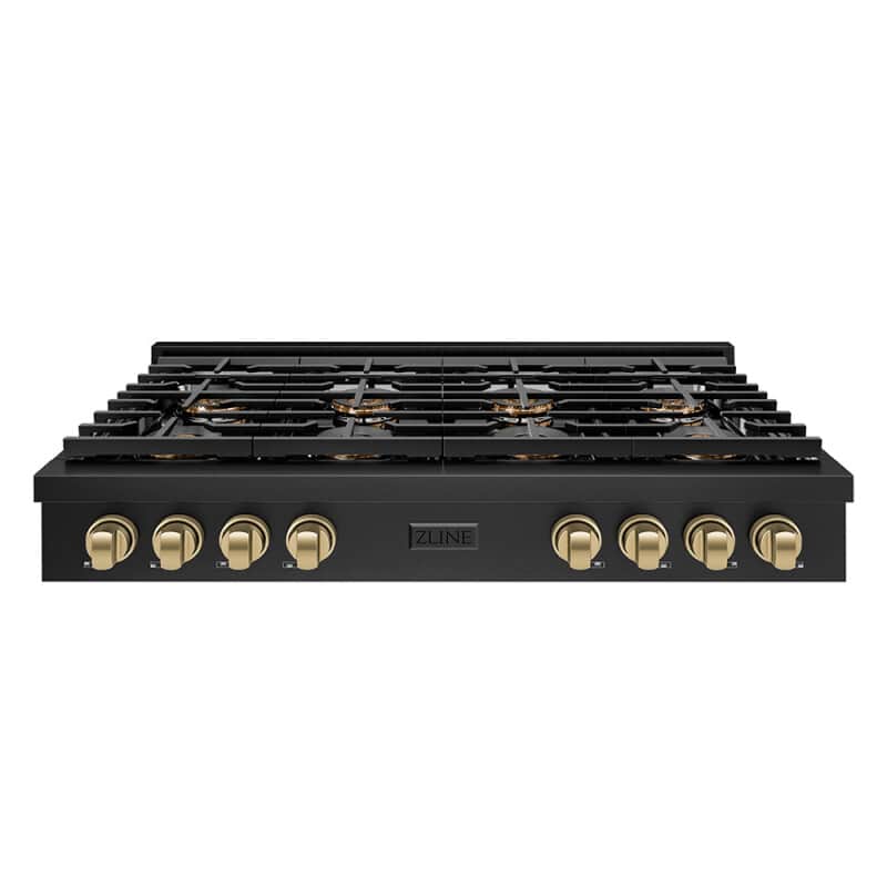Autograph Edition 48 In. Paramount Gas Rangetop With 8 Burner Duopro™ Cooktop In Black Stainless Steel And Champagne Bronze Accents