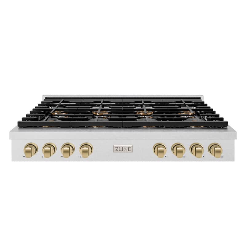 Autograph Edition 48 In. Paramount Gas Rangetop With 8 Burner Duopro™ Cooktop In Satin Stainless Steel And Champagne Bronze Accents