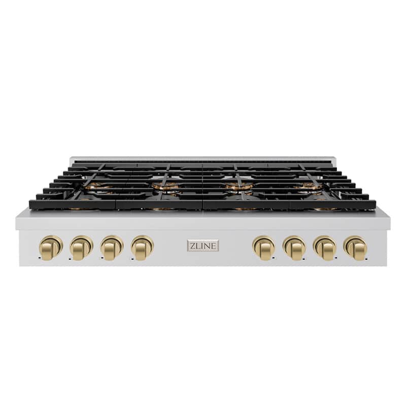 Autograph Edition 48 In. Paramount Gas Rangetop With 8 Burner Duopro™ Cooktop In Stainless Steel And Champagne Bronze Accents