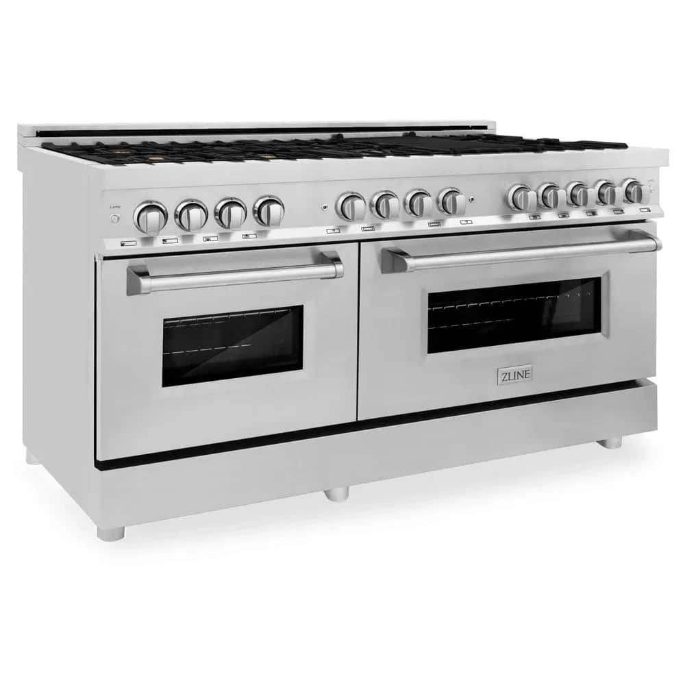 60 In. 7.4 Cu. Ft. Legacy Dual Fuel Range With Gas Cooktop And 2 Electric Convection Ovens In Stainless Steel With 8 Brass Burners