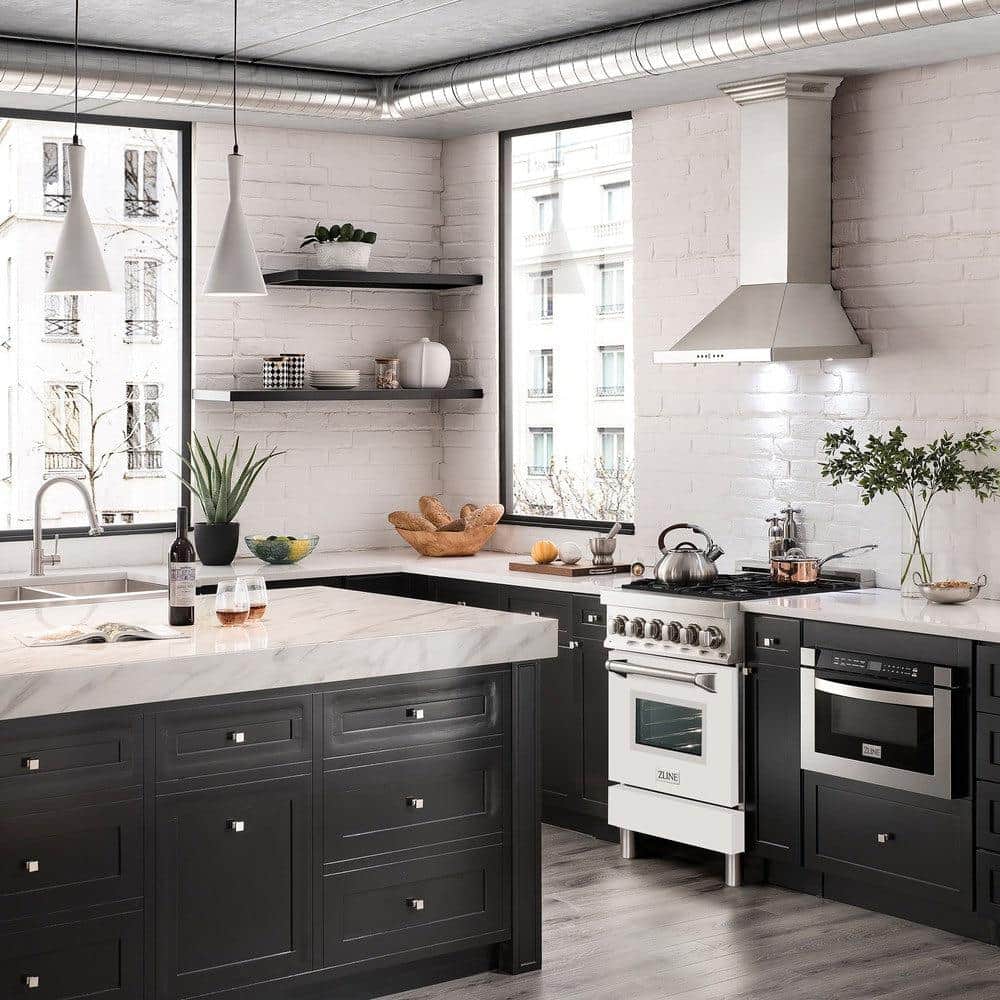 24 In. 2.8 Cu. Ft. Legacy Dual Fuel Range With 4 Burner Gas Cooktop And Electric Convection Oven In Stainless Steel And White Matte Door