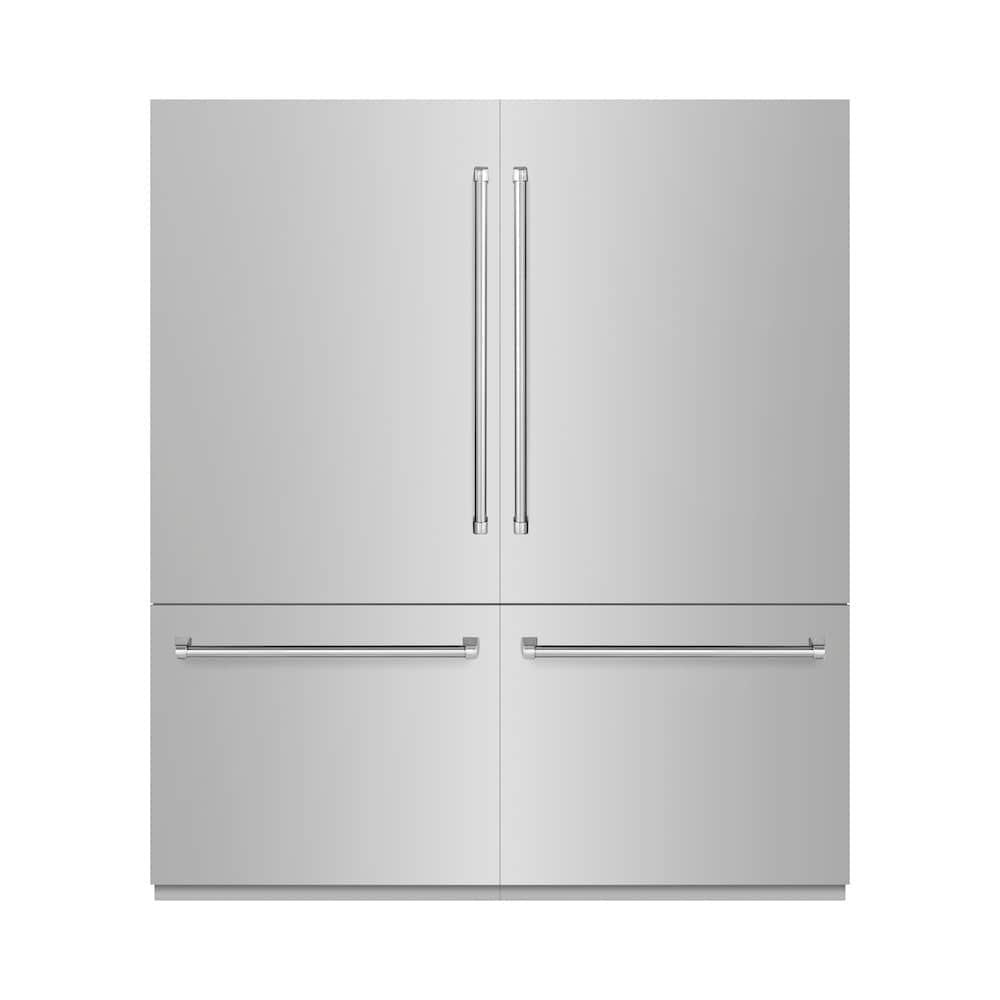 72 In. 39.6 Cu. Ft. French Door Built-in Bottom Freezer Refrigerator With Water Dispensers And Ice Makers In Stainless Steel