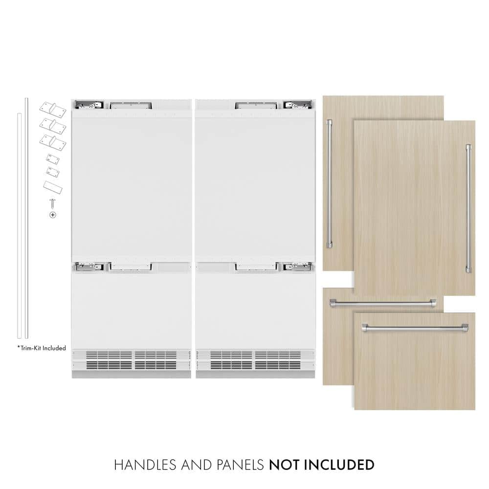 72 In. 39.6 Cu. Ft. Panel Ready French Door Built-in Bottom Freezer Refrigerator With Water Dispensers And Ice Makers