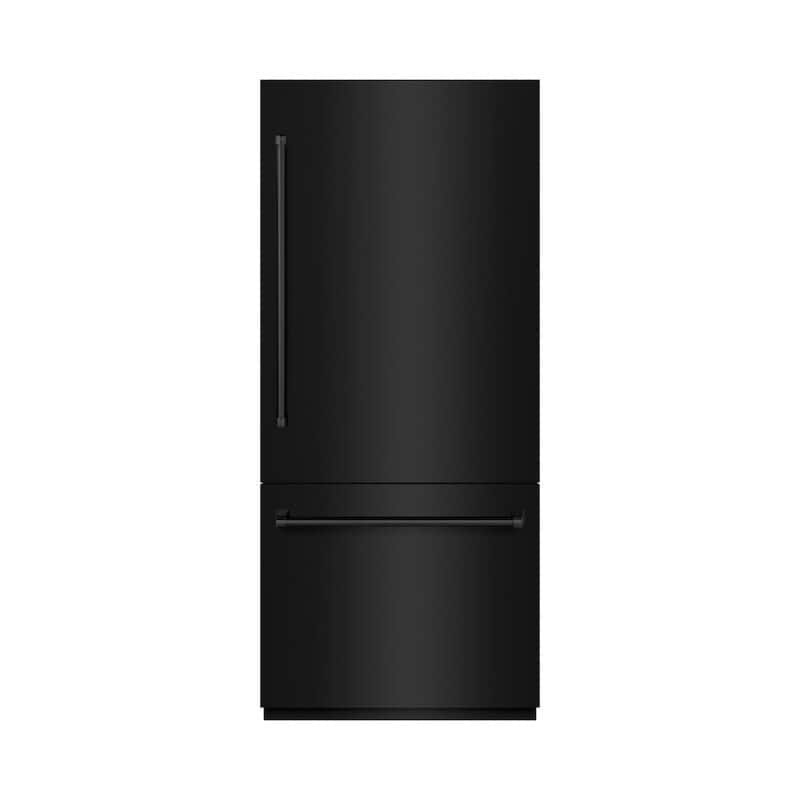 ZLINE 36 in. 19.8 cu. ft. Built-In Bottom Freezer Refrigerator with Water Dispenser and Ice Maker in Black Stainless Steel (RBIT-BS-36)