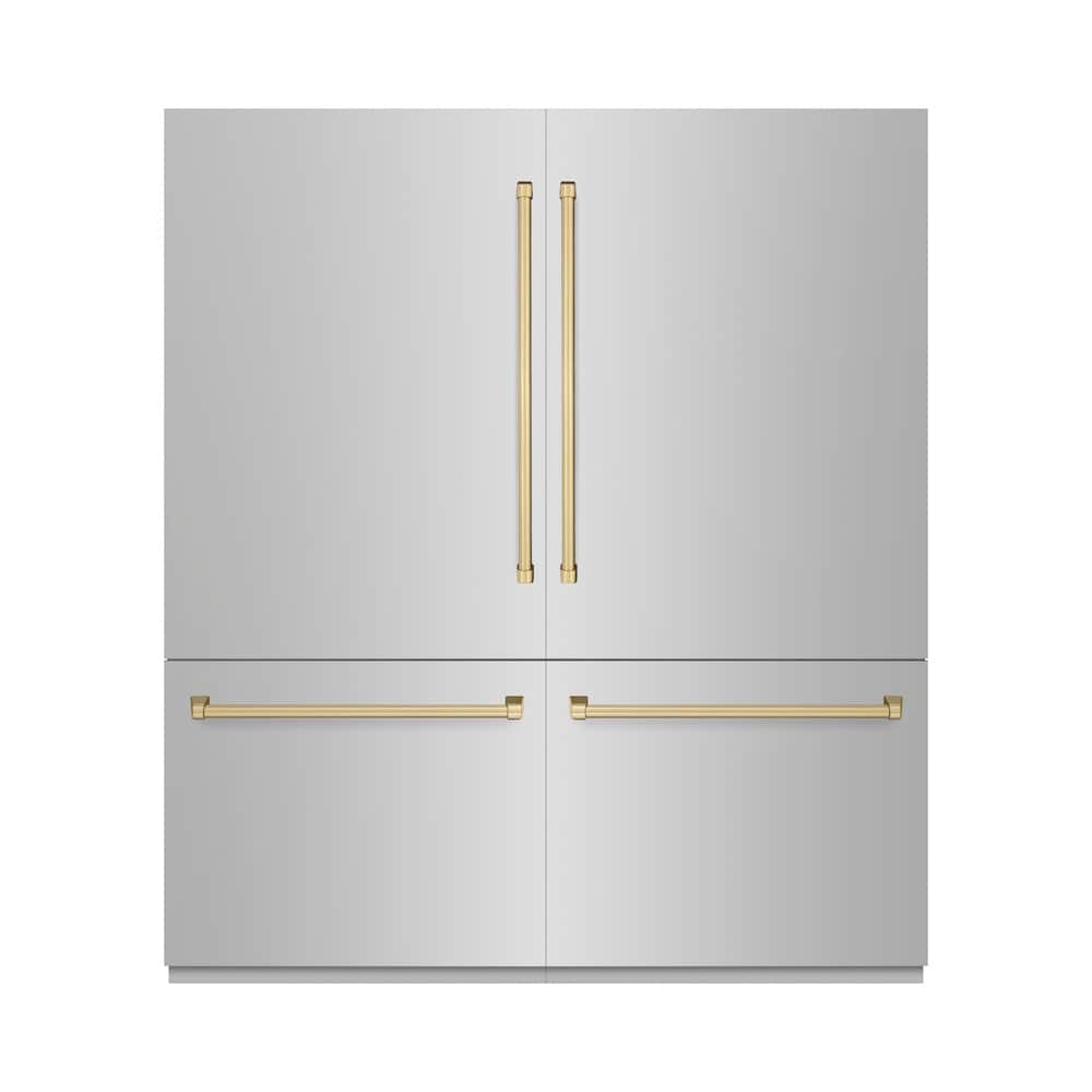 Autograph Edition 72 In. 39.6 Cu. Ft. French Door Built-in Bottom Freezer Refrigerator With Water Dispensers And Ice Makers In Stainless Steel With Champagne Bronze Accents