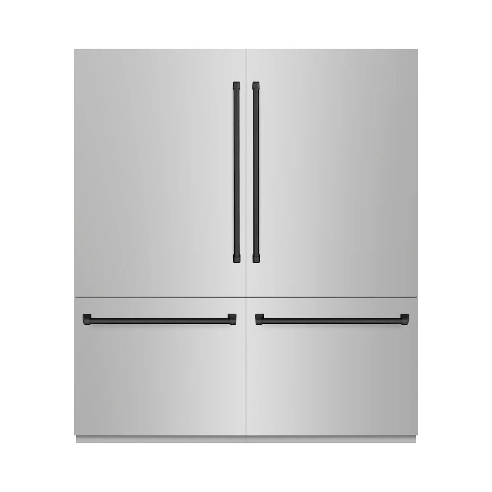 Autograph Edition 72 In. 39.6 Cu. Ft. French Door Built-in Bottom Freezer Refrigerator With Water Dispensers And Ice Makers In Stainless Steel With Matte Black Accents