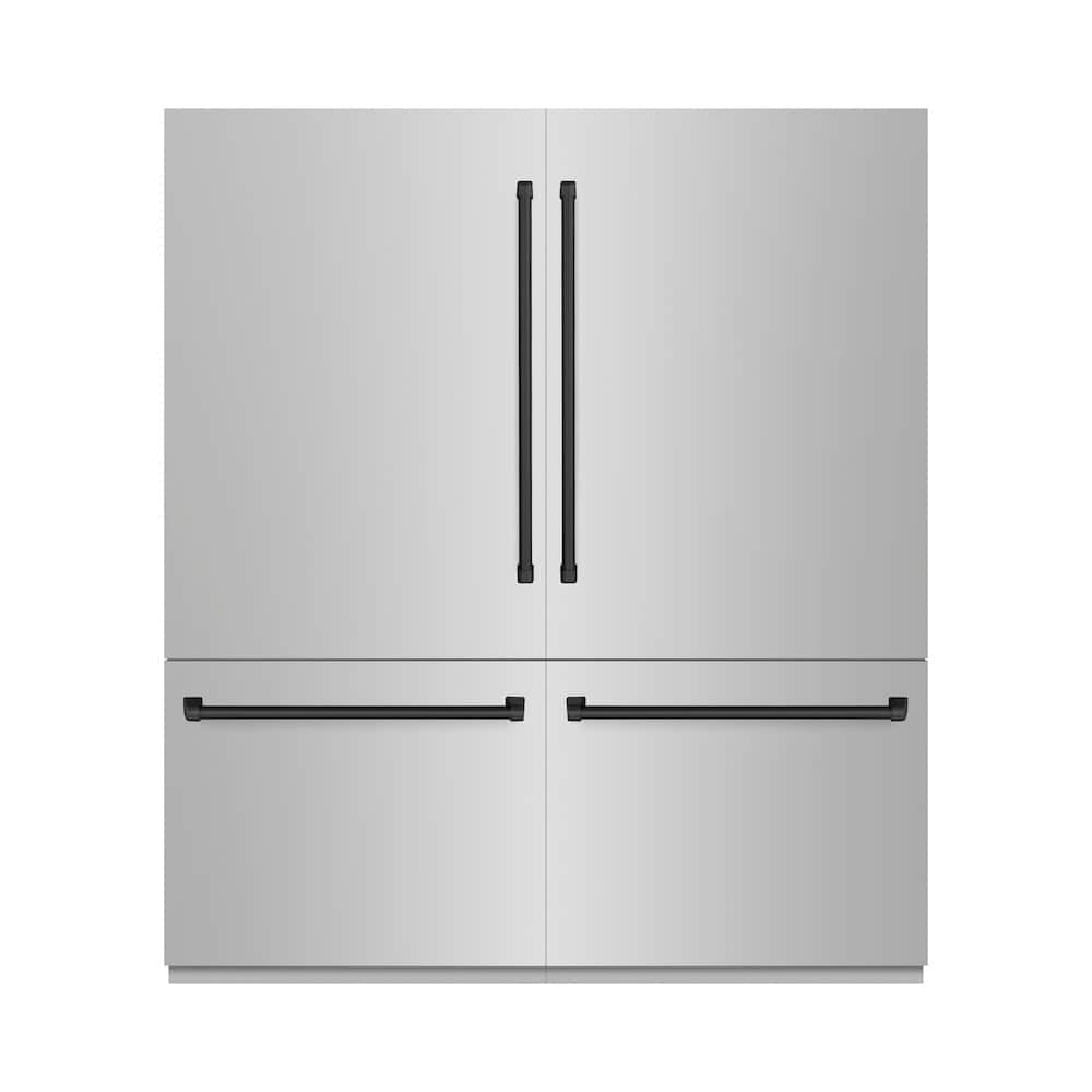 Autograph Edition 72 In. 39.6 Cu. Ft. French Door Built-in Bottom Freezer Refrigerator With Water Dispensers And Ice Makers In Stainless Steel With Matte Black Accents