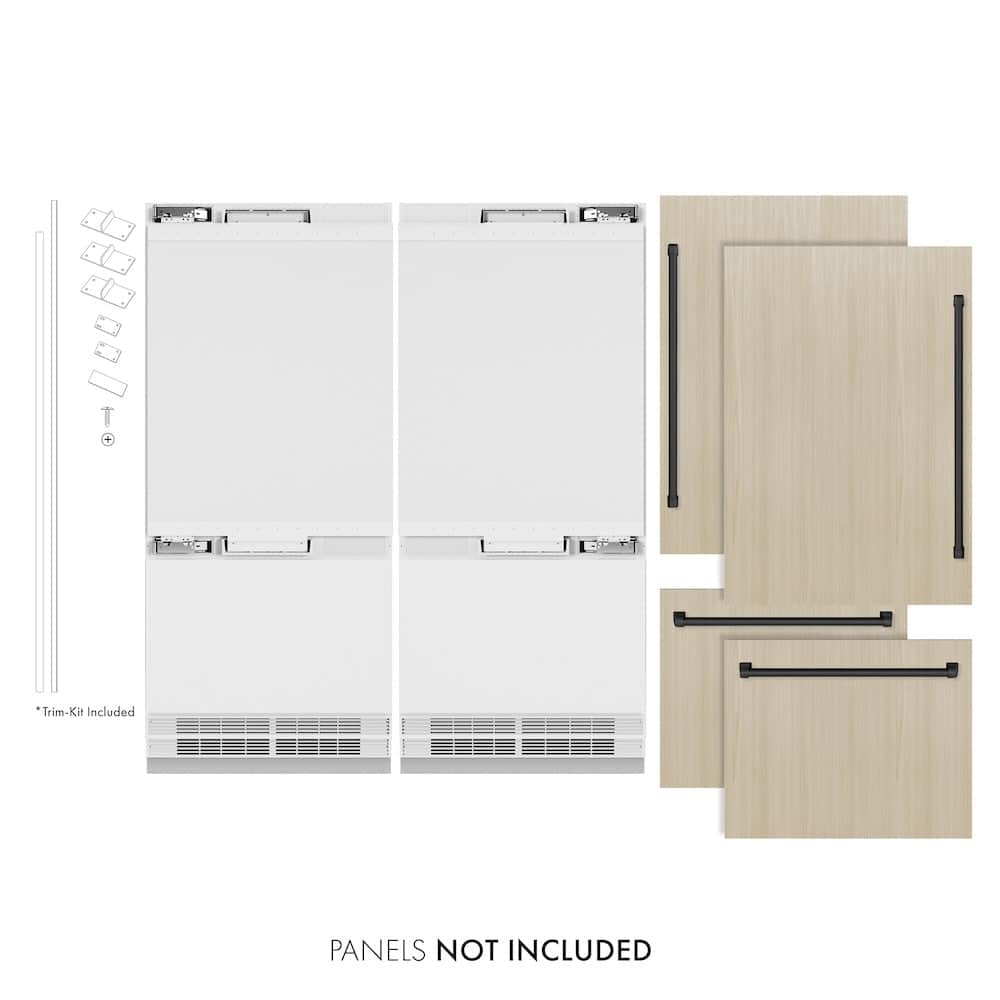 Autograph Edition 72 In. 39.6 Cu. Ft. Panel Ready French Door Built-in Bottom Freezer Refrigerator With Water Dispensers And Ice Makers And Matte Black Accents